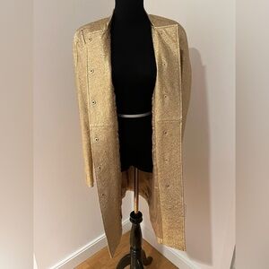 VERSACE Runway Metallic Gold Leather Coat